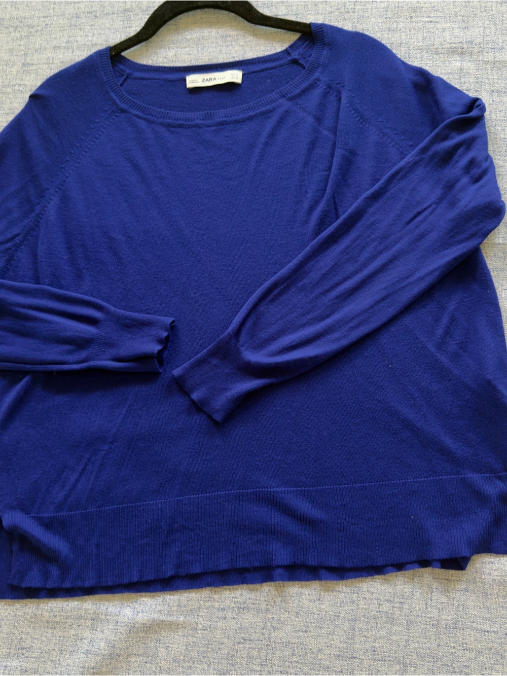 Zara Knit Vibrant Cobalt Blue Crewneck Sweater